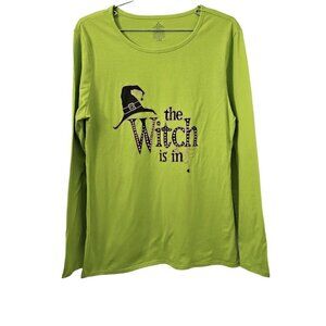 🏆056 Halloween Crew Neck Long Sleeve Graphic Green Top